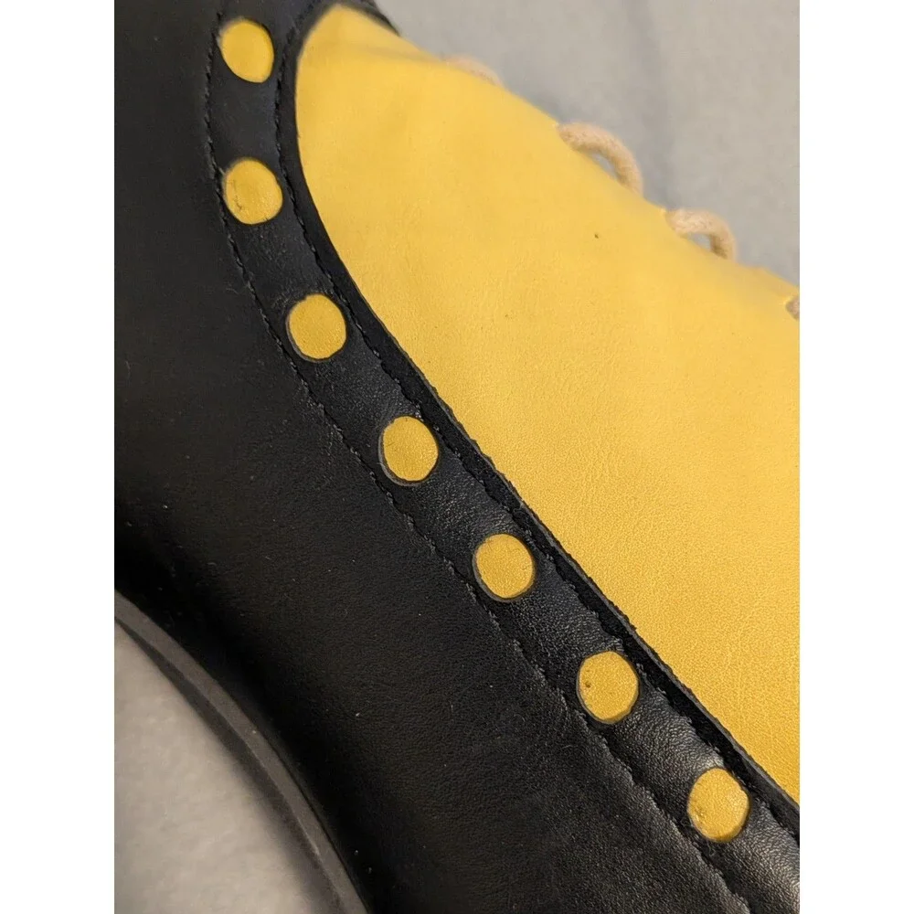 Vintage Style Black Yellow Oxford Brogue Pumps Artsy Spectator Heels EU 43